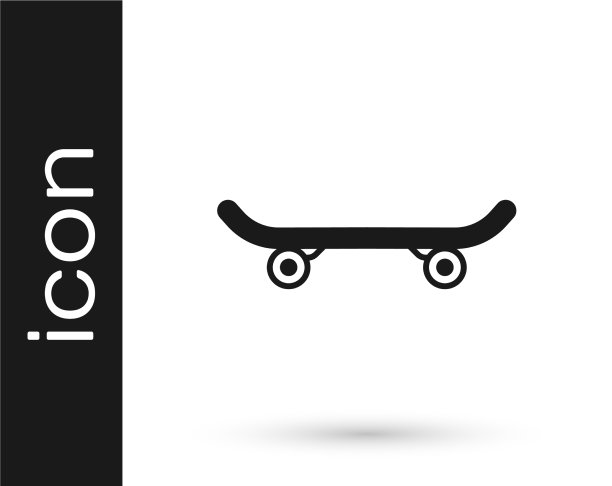 黑色滑板图标孤立在白色背景图片下载