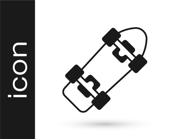 黑色滑板图标孤立在白色背景图片下载