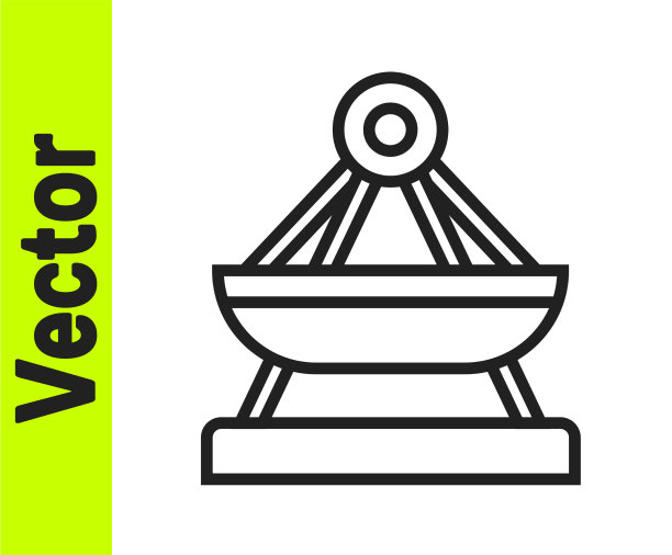 黑线船秋千图标孤立在白色图片下载