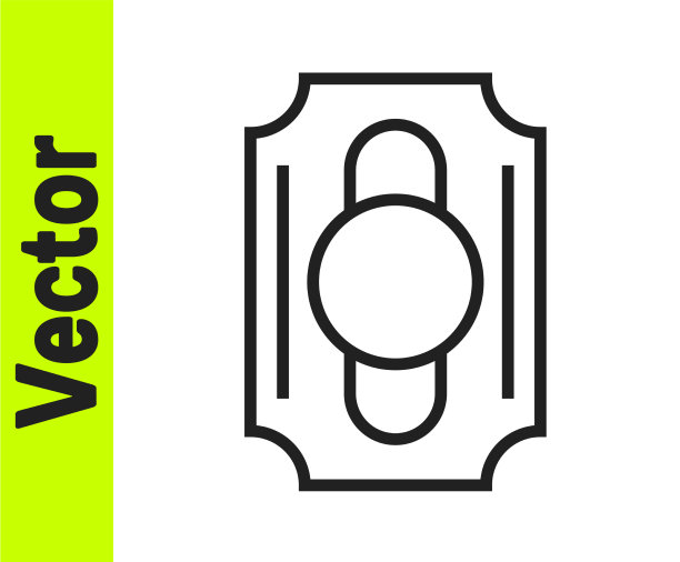 黑线马戏团门票图标孤立在白色图片下载