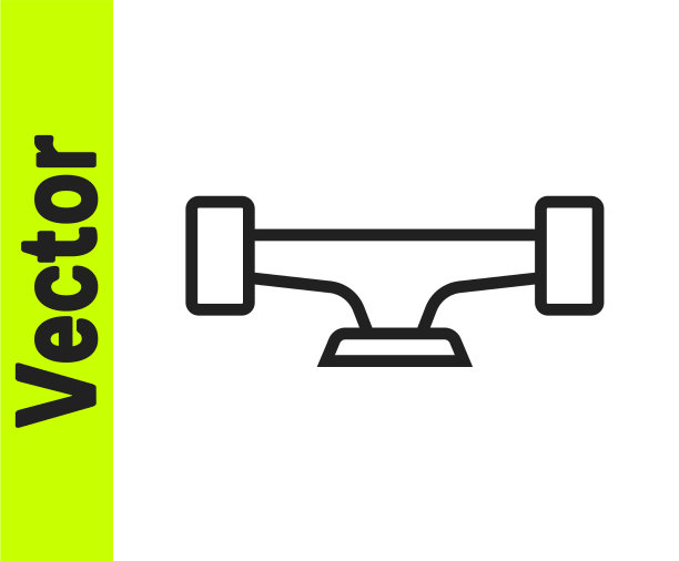 黑色线滑板车轮图标隔离在白色上图片下载