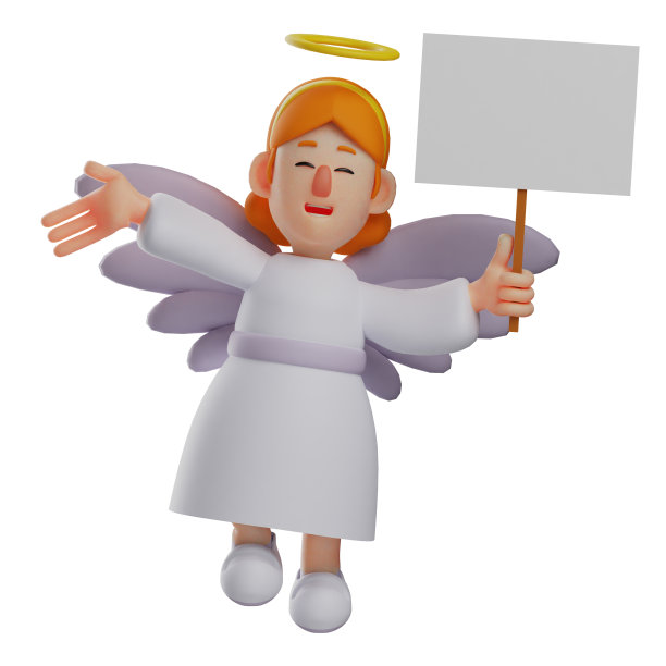 3D天使卡通与空白的标志图片下载