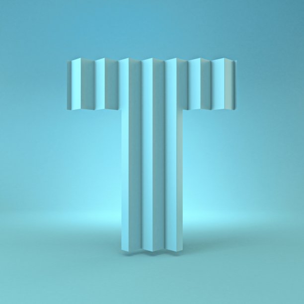 冷蓝色字体字母T 3D图片下载