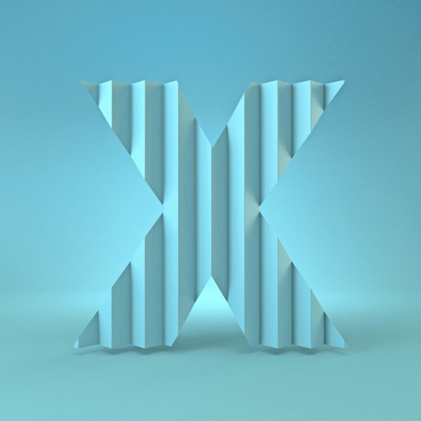 冷蓝色字体字母X 3D图片下载