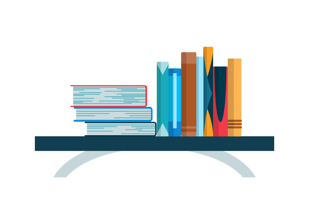 书架上有五颜六色的书平读的书图片下载