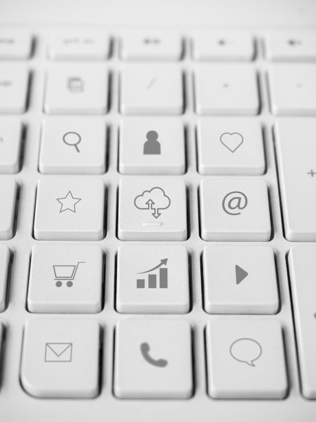 白色干净的纽扣上有商业和经济图标。图片下载