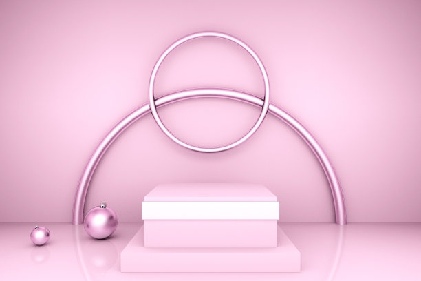 浪漫的粉红色奢华和华丽的舞台展示。图片下载