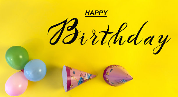 明信片，互联网横幅，平躺着生日祝福，题词-生日快乐图片下载