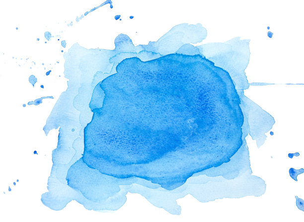 蓝色水彩斑点与飞溅-抽象的水图片下载