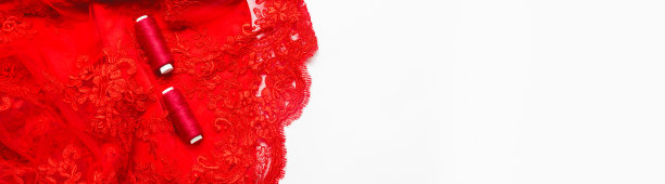 裁剪的概念。漂亮的粉红色刺绣织物。前视图。纹理。背景。副本的空间。横幅图片下载