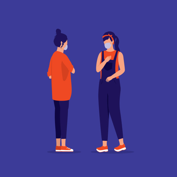 为了防止新型冠状病毒感染症(COVID-19病毒)的扩散，两个人不握手，而是把手放在胸前打招呼。握手的替代品。社会距离的问候。“萨拉姆”手势。图片下载