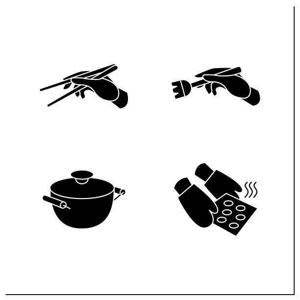 厨房工具字形图标设置图片下载