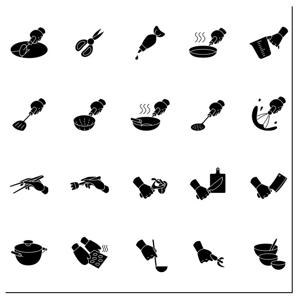厨房工具字形图标设置图片下载