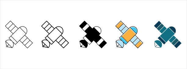 卫星图标集。电信卫星矢量插图。卫星技术全球定位系统符号图片下载