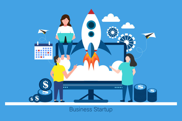 一群人看着火箭从电脑屏幕上起飞。创业的概念图片下载