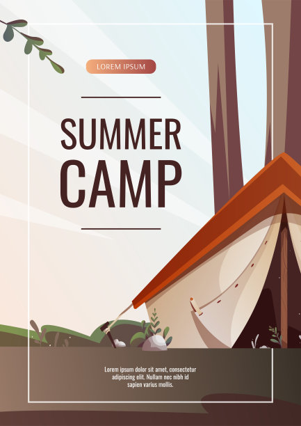 露营地宣传单。夏令营，旅行，旅行，徒步旅行，露营者，自然，旅行，野餐的概念。图片下载