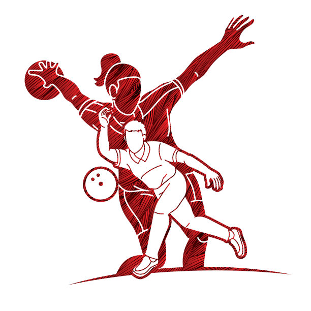 保龄球运动运动员保龄球男和女图片下载