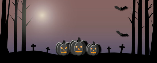 销售旗帜的快乐万圣节与怪物在黑暗的背景。图片下载