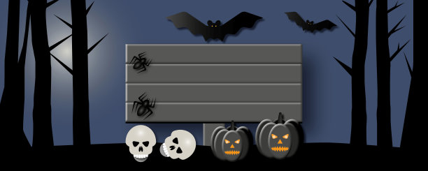 万圣节快乐，黑色背景的怪物，贺卡。图片下载