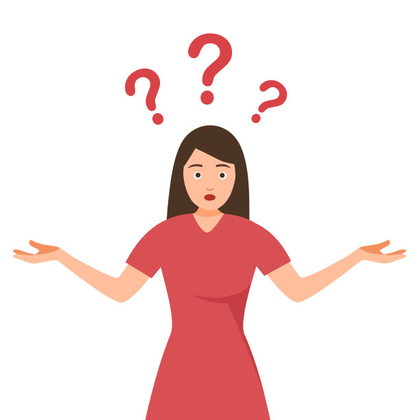 带问号的女人在白色背景的平面设计。图片下载