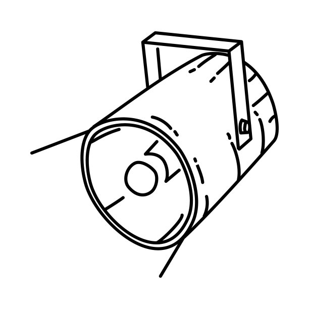 聚光灯图标涂鸦手绘或轮廓图标图片下载