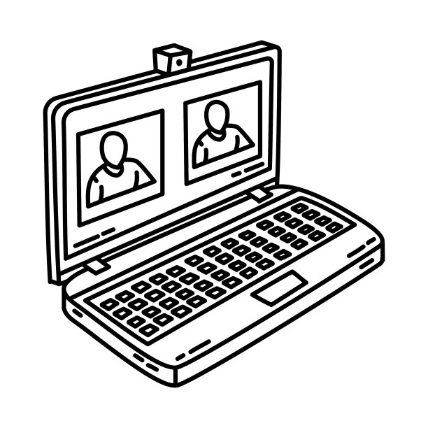 缩放会议图标涂鸦手绘或轮廓图片下载