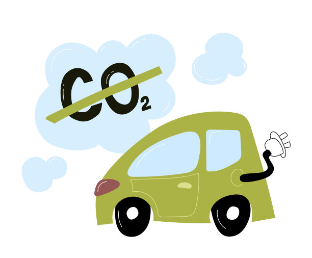涂鸦电动汽车生态运输城市二氧化碳图片下载