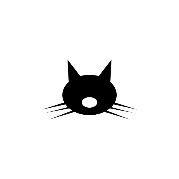 可爱的猫头动物胡须脸平面图标图片下载
