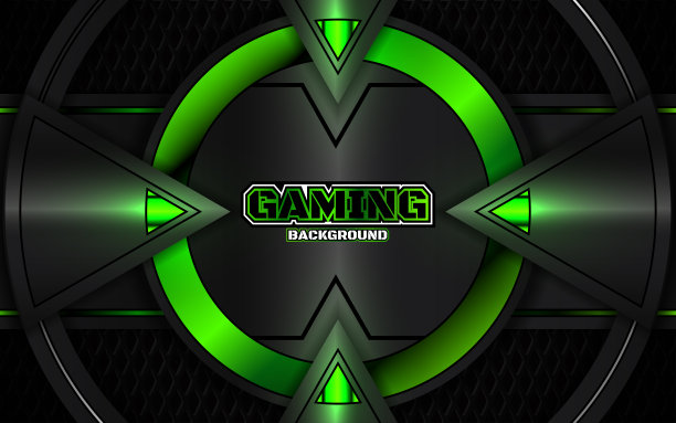 抽象的未来主义几何黑色和绿色游戏背景与现代电子竞技形状。矢量设计模板技术的概念图片下载