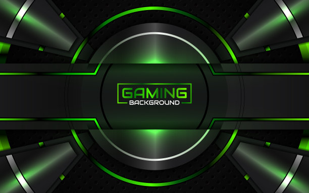 抽象的未来主义几何黑色和绿色游戏背景与现代电子竞技形状。矢量设计模板技术的概念图片下载
