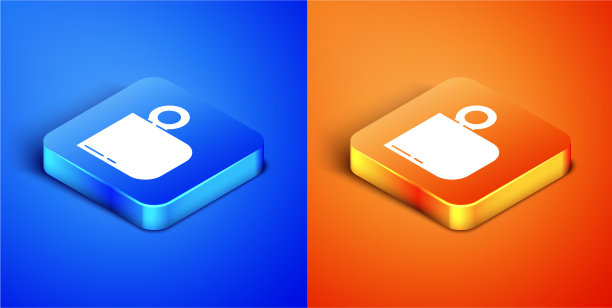 等距咖啡杯图标孤立在蓝色和图片下载