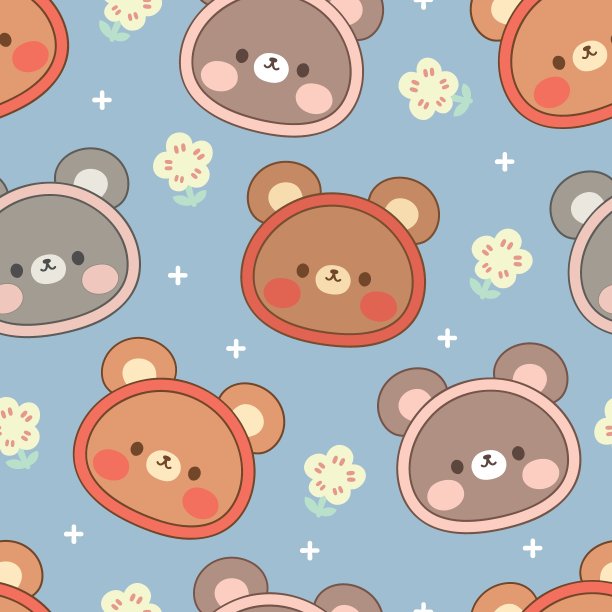 泰迪熊无缝图案背景图片下载