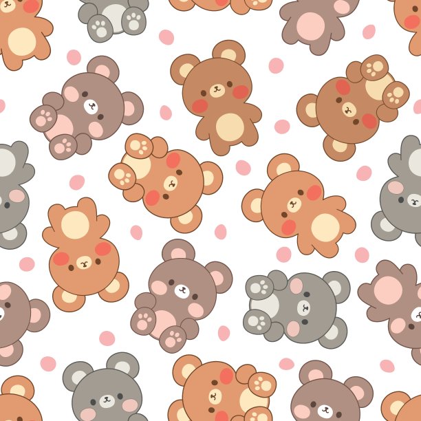 泰迪熊无缝图案背景图片下载