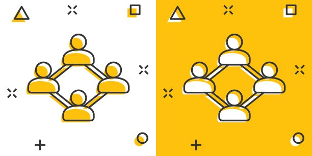 矢量卡通社交网络图标漫画风格。人们连接符号插图象形文字。网络经营的splash效应概念。图片下载