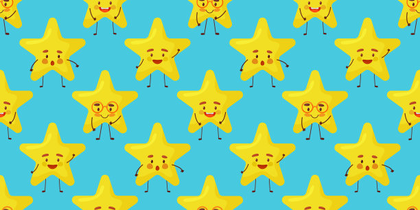 可爱的小星星的脸。无缝模式。矢量图图片下载