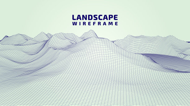 在线框网格中抽象对象。图片下载