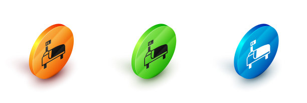 白色隔离的等距病床图标图片下载