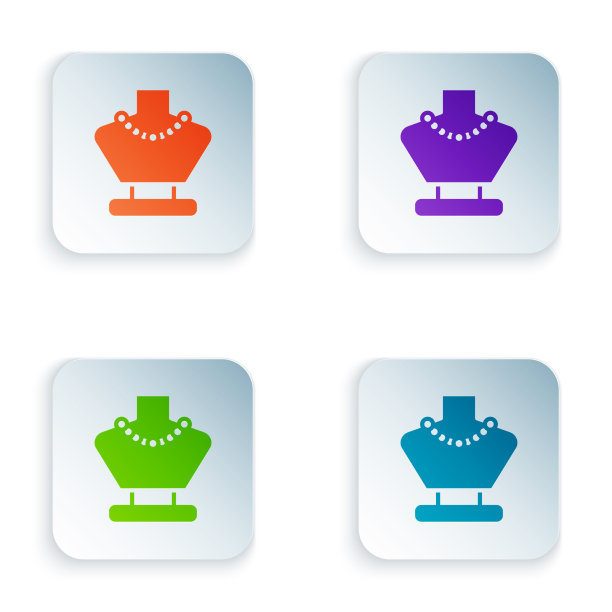 彩色项链上的人体模特图标孤立在白色图片下载