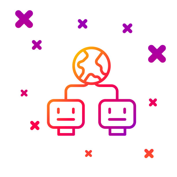 彩色线人工智能图标孤立图片下载