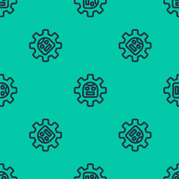 蓝线机器人图标隔离无缝模式上图片下载