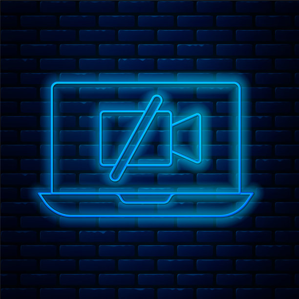 笔记本电脑上的霓虹灯摄像头关闭图片下载