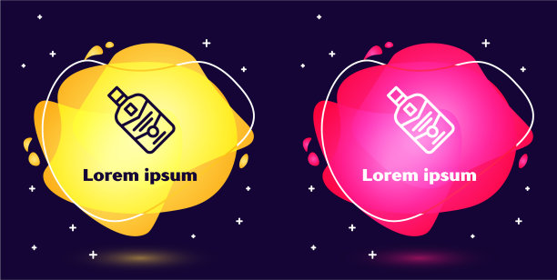 设行威士忌酒瓶图标隔离在蓝色上图片下载