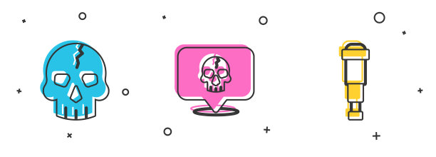 设置骷髅和望远镜镜头图标图片下载