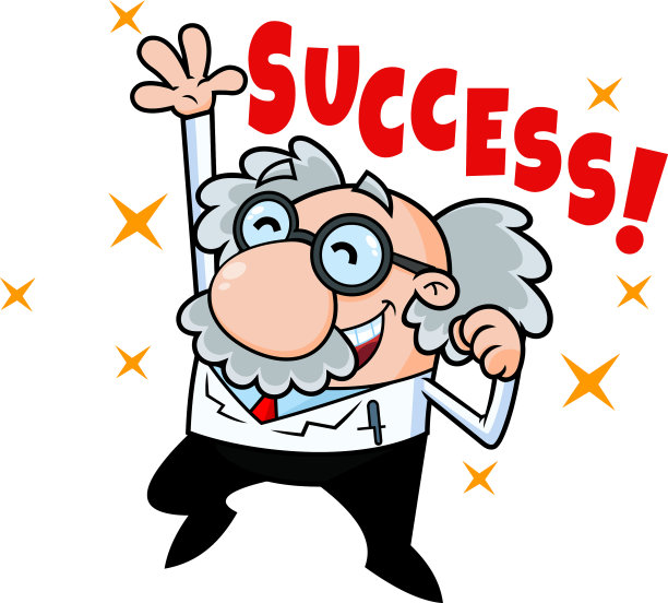 快乐的科学教授卡通人物跳跃图片下载