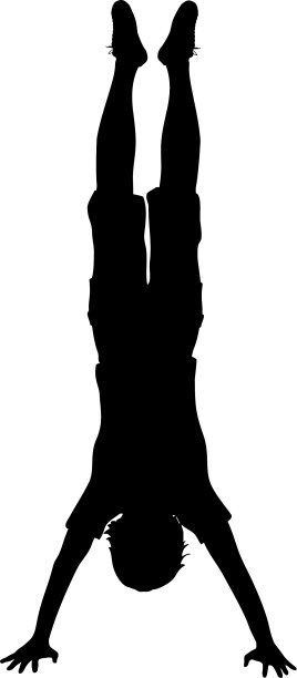 剪影男孩姿势手倒立运动图片下载