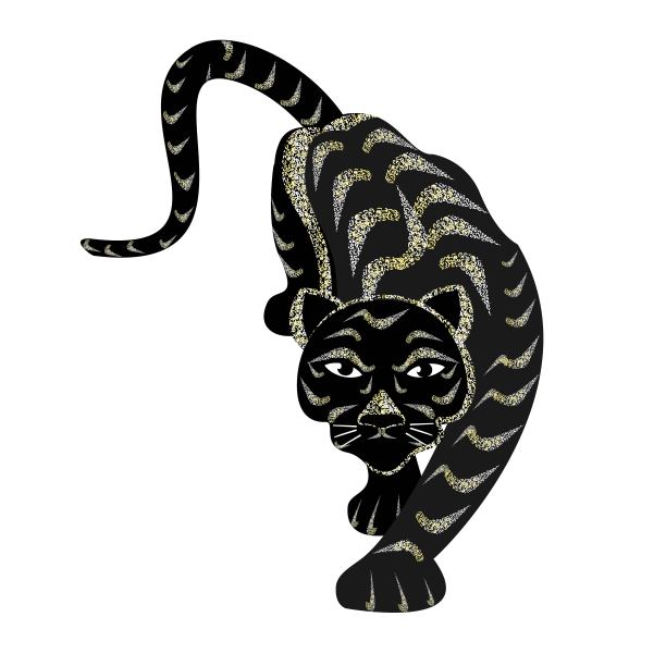 老虎的星座。2022年中国农历新年是斑纹虎年。矢量图图片下载