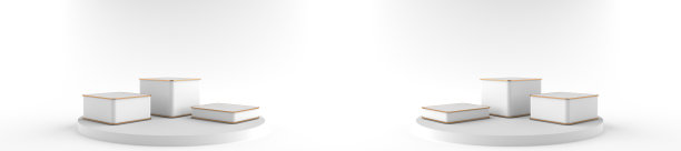 方形白色底座3D渲染，白色地板上展示产品的平台。底座可用于商业广告，独立于白色背景，产品展示，插图。图片下载