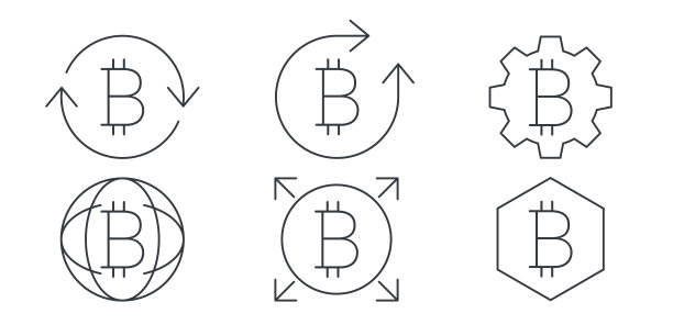 比特币线性图标，加密货币符号变体，数字加密货币比特币，矢量图图片下载