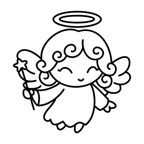 天使图标着色图像上的白色背景图片下载