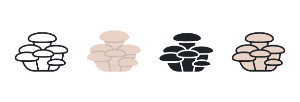 蚝菇图标直线平色图标图片下载